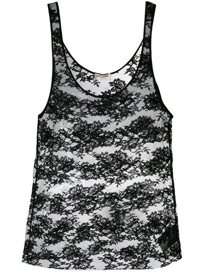 Shop Saint Laurent Lace Vest In Black