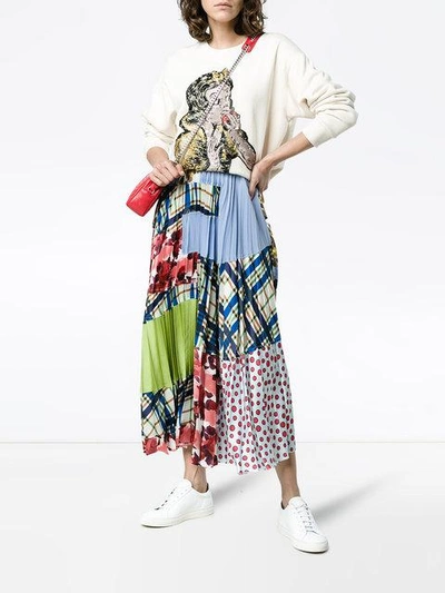 Shop Marni Pleated Patchwork Maxi Skirt - Multicolour