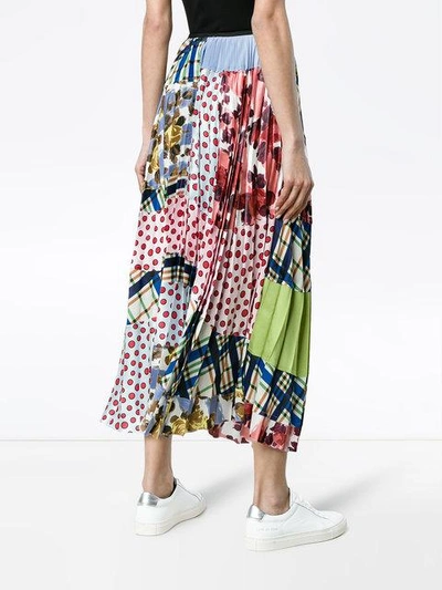 Shop Marni Pleated Patchwork Maxi Skirt - Multicolour
