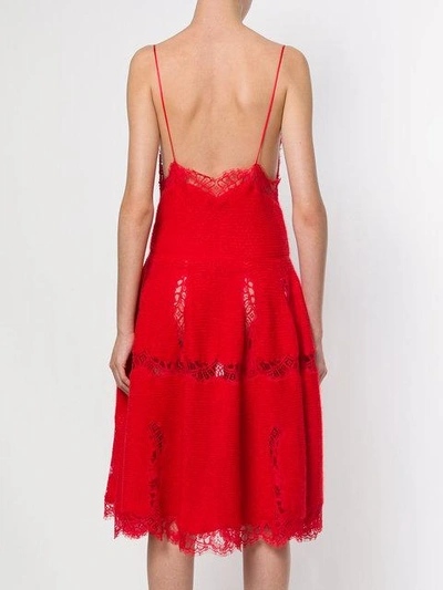 Shop Givenchy Lace Trim Knitted Dress - Red