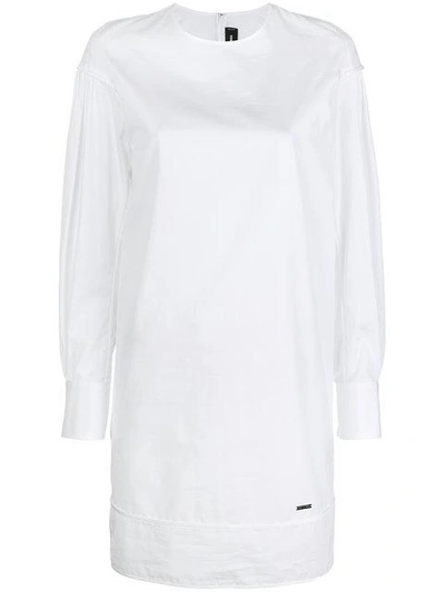 Shop Dsquared2 Long Sleeve Shift Dress - White