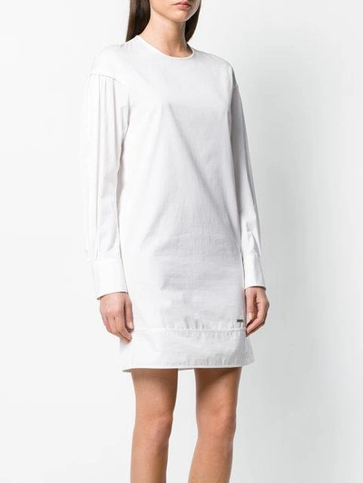 Shop Dsquared2 Long Sleeve Shift Dress - White