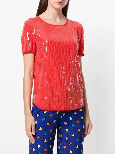 Shop P.a.r.o.s.h . Short-sleeve Sequin Top - Red