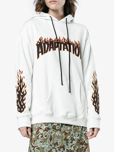 Shop Adaptation Flame Logo Embroidered Hoodie In White