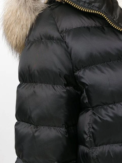 Shop Burberry Detachable Fur Trim Down-filled Puffer Coat With Hood - Black