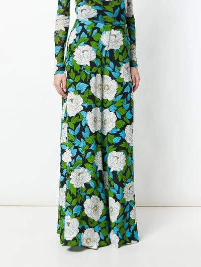 Shop Diane Von Furstenberg Floral Printed Palazzo Trousers In Black