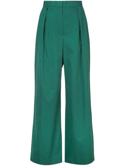 Shop Julia Jentzsch Front Pleated Wide Leg Pants - Green