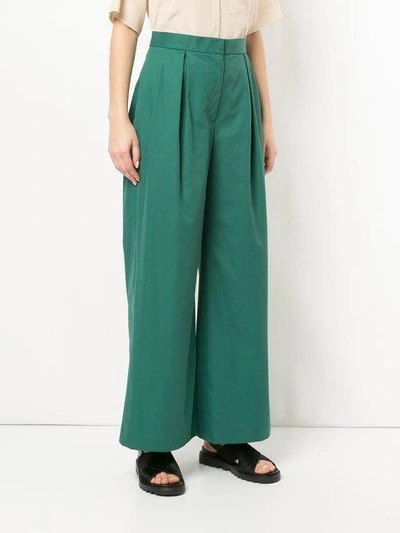 Shop Julia Jentzsch Front Pleated Wide Leg Pants - Green