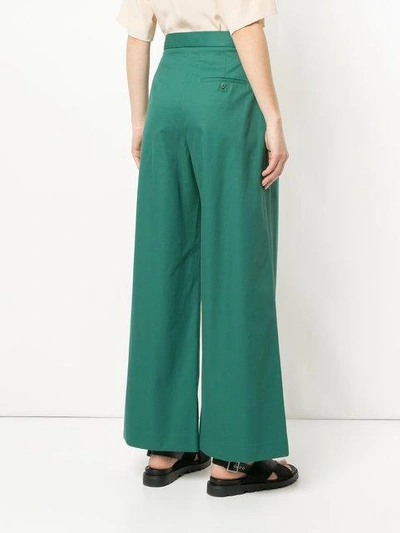 Shop Julia Jentzsch Front Pleated Wide Leg Pants - Green