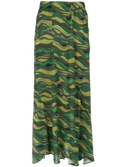 Shop Amir Slama Long Printed Skirt In Green