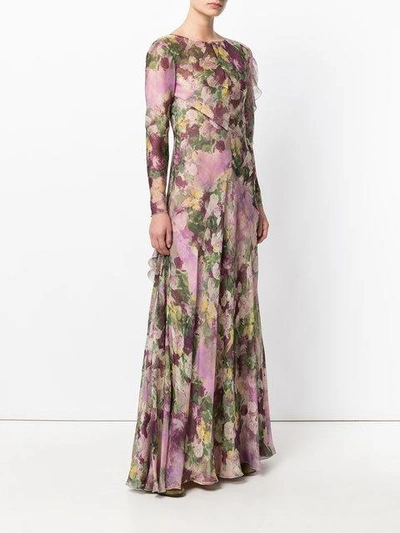 Shop Alberta Ferretti Floral Print Gown - Multicolour