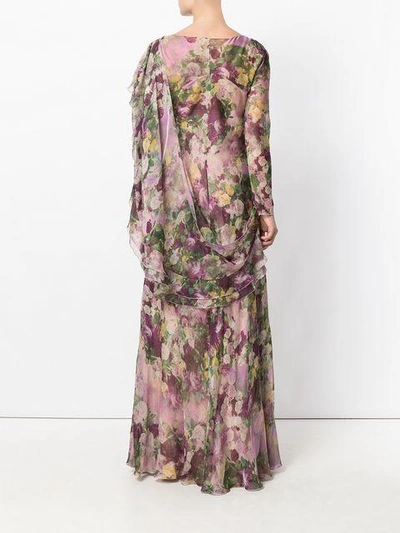 Shop Alberta Ferretti Floral Print Gown - Multicolour