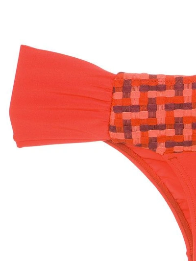 Shop Amir Slama Woven Bandeau Bikini Set In Red