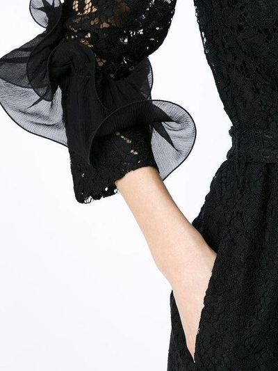 Shop Reinaldo Lourenço Lace Dress In Black