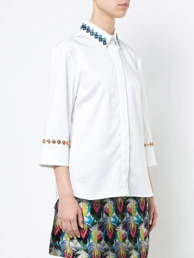 Shop Mary Katrantzou Rita Embroidered Poplin Shirt In White