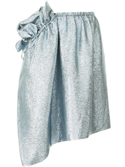 Shop Stella Mccartney Asymmetric Ruffle Skirt In Blue