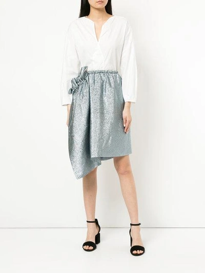 Shop Stella Mccartney Asymmetric Ruffle Skirt In Blue