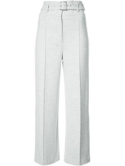 Shop Veronica Beard Belted Wide Leg Trousers - Grey