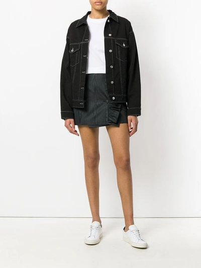 Shop Msgm Asymmetrical Ruffle Mini Skirt - Black