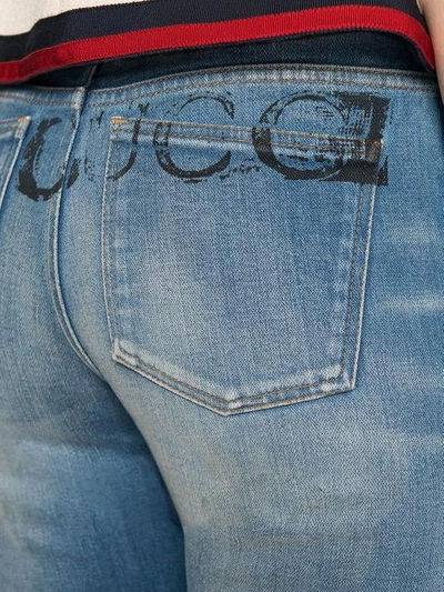 Shop Gucci Denim Straight Leg Pant In Blue