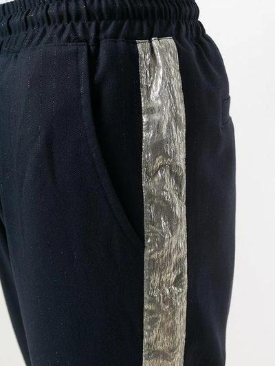Shop Julien David Metallic Detail Track Pants In Blue