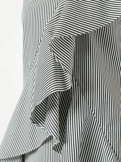 Shop Goen J Goen.j Striped Ruffle Trim Shift Dress - White