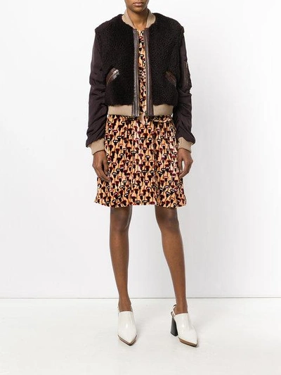 Shop Chloé Contrast Bomber Jacket In Brown