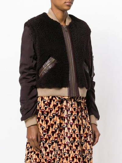 Shop Chloé Contrast Bomber Jacket In Brown