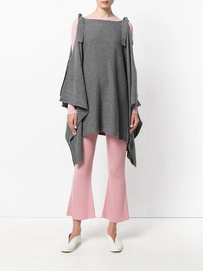 Shop Cashmere In Love Cashmere Cape With Bow Ties In Grey