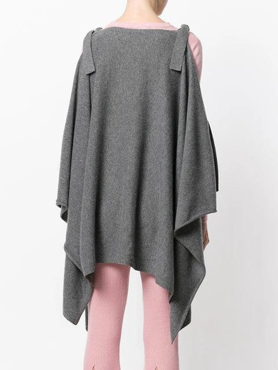 Shop Cashmere In Love Cashmere Cape With Bow Ties In Grey