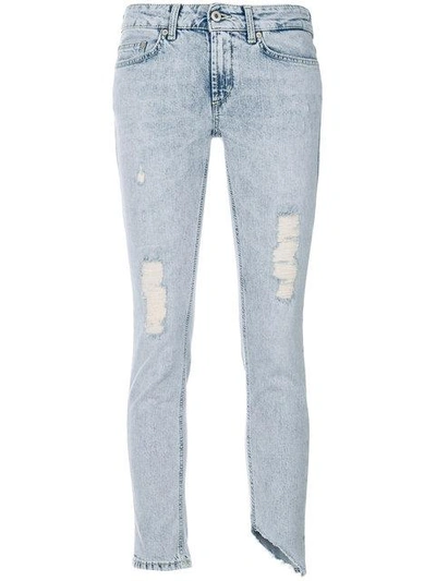 Shop Dondup Distressed Cropped Jeans - Blue