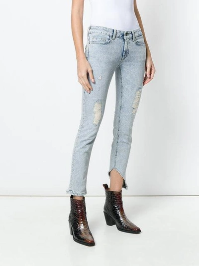 Shop Dondup Distressed Cropped Jeans - Blue