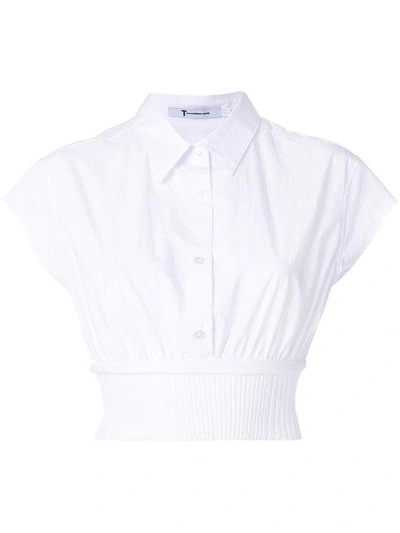 Shop Alexander Wang Cropped Shirt With Waistband - White