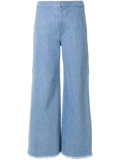 Shop Neul Flared Fitted Trousers In Blue