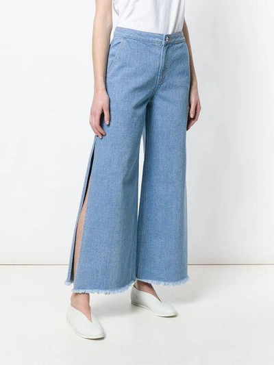 Shop Neul Flared Fitted Trousers In Blue