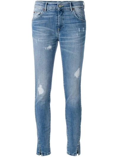 Shop Htc Hollywood Trading Company Distressed Skinny Jeans In Blue 4