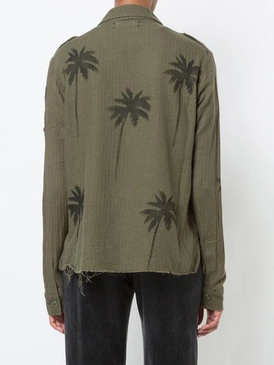 Shop Amiri Palm-print Military Shirt In Green