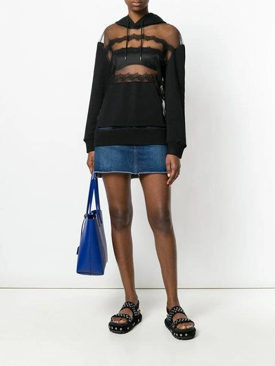 Shop Mcq By Alexander Mcqueen Sheer Lace Hoodie In Black