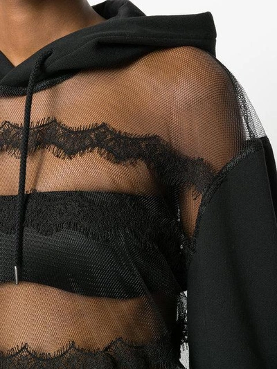 Shop Mcq By Alexander Mcqueen Sheer Lace Hoodie In Black