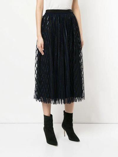 Shop Msgm Striped Tulle Skirt In Black