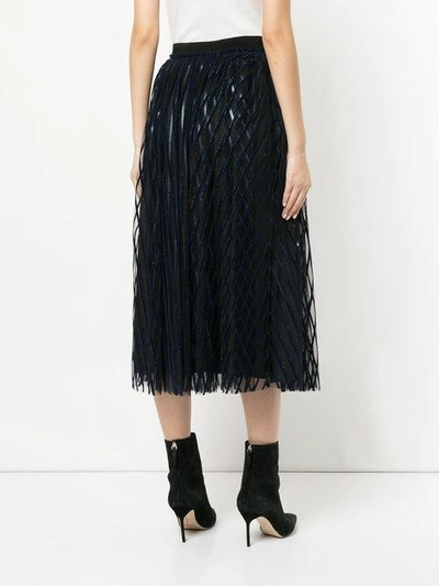 Shop Msgm Striped Tulle Skirt In Black