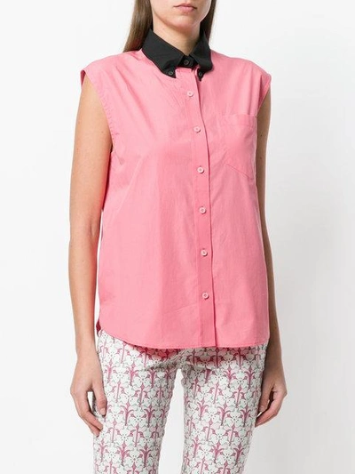 Shop Prada Contrast Collar Sleeveless Shirt