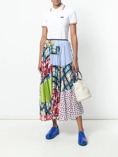 Shop Marni Patched Pleated Midi Skirt