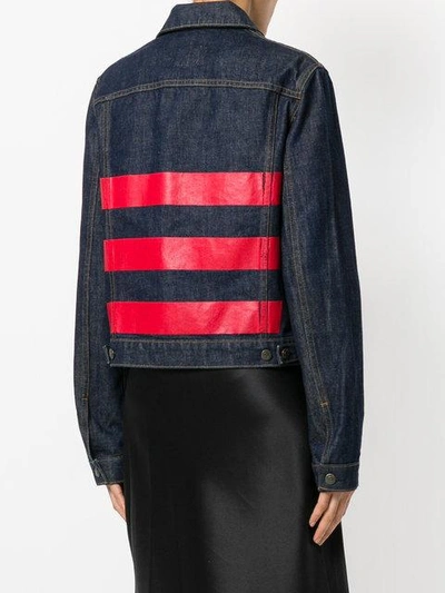 Shop Helmut Lang Striped Detail Denim Jacket In Blue