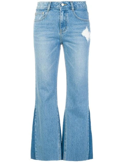 Shop Sjyp Boot Cut Cropped Jeans In Blue