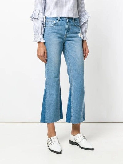 Shop Sjyp Boot Cut Cropped Jeans In Blue