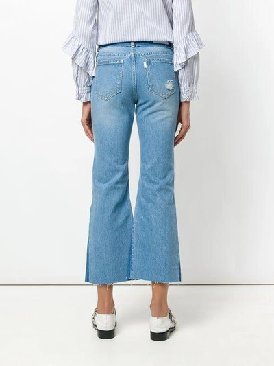 Shop Sjyp Boot Cut Cropped Jeans In Blue