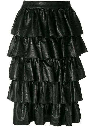Shop Stella Mccartney Ruffle Midi Skirt In Black