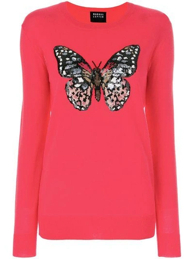 Shop Markus Lupfer Butterfly Sequin Sweater - Red