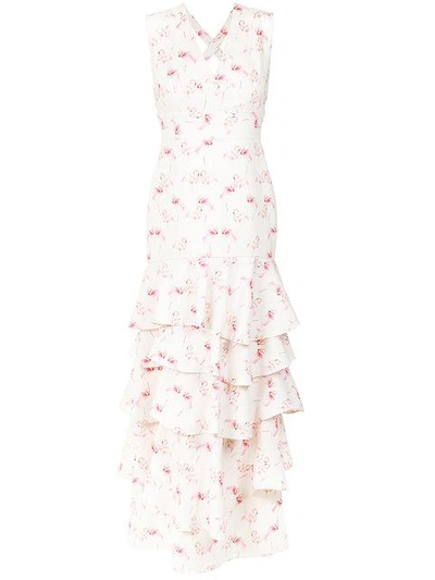 Shop Olympiah Flamingo Print Gown In White